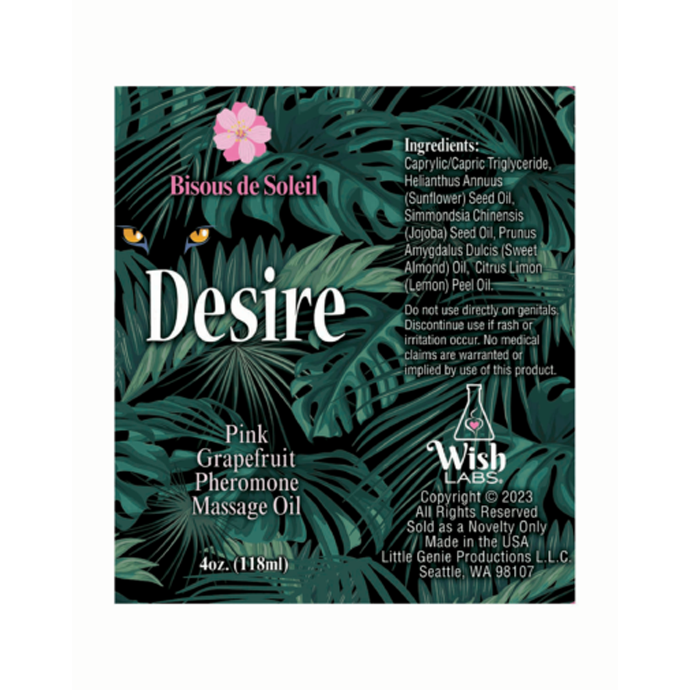 Desire Pheromone Massage Oil with Pink Grapefruit scent.