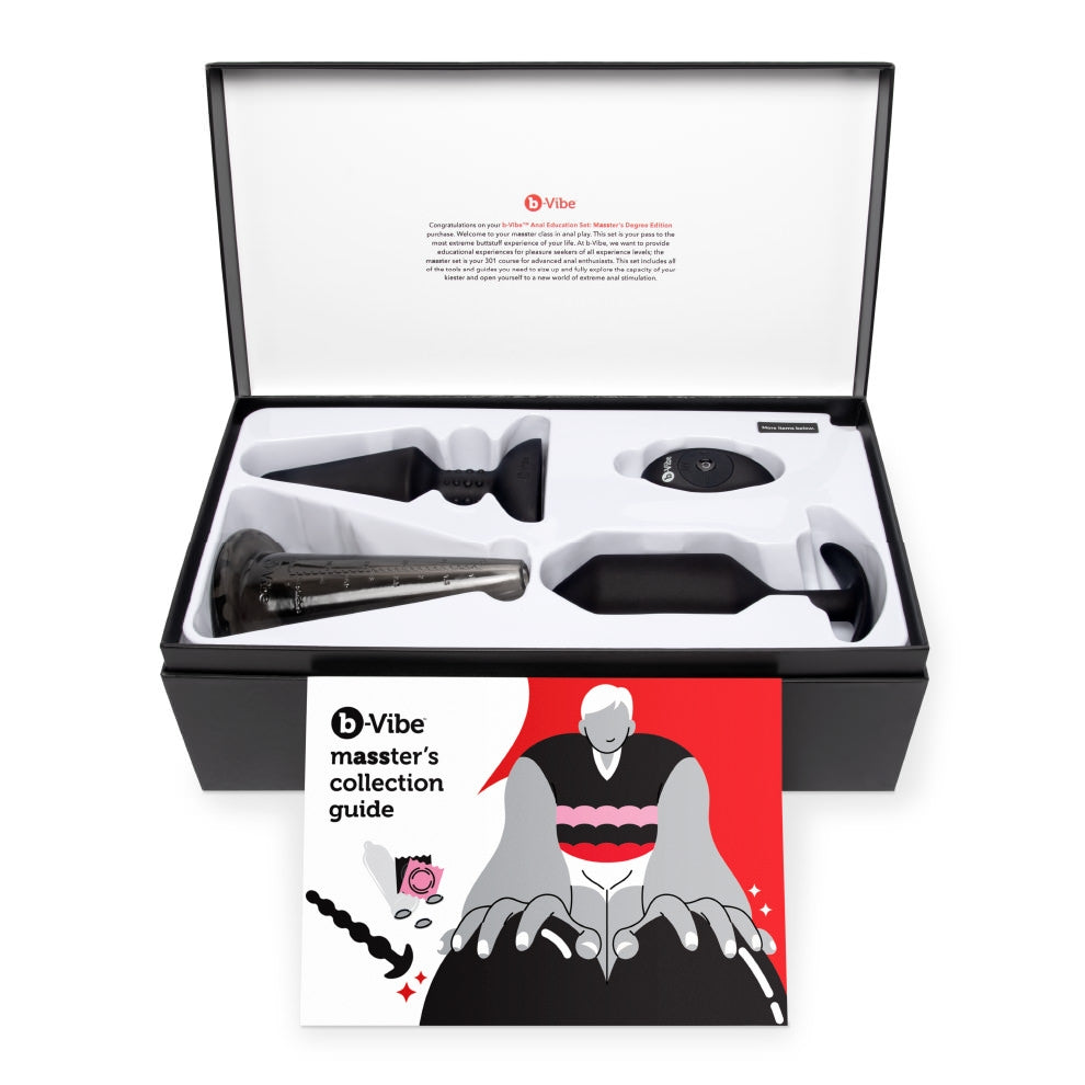 A black box containing anal training tools and a guide.