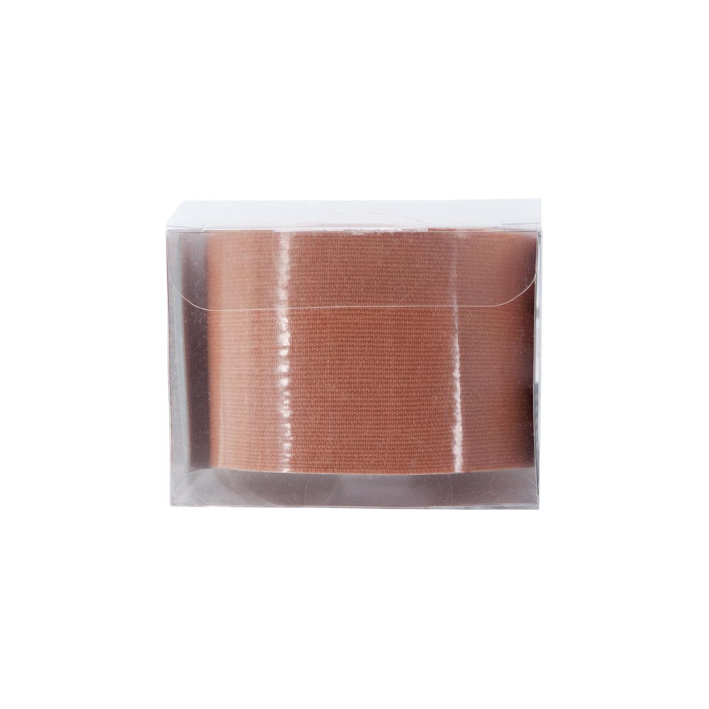 Nude waterproof adhesive breast lift tape roll in clear packaging.