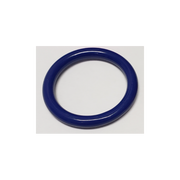 A blue, seamless, 2-inch stainless steel cock ring.