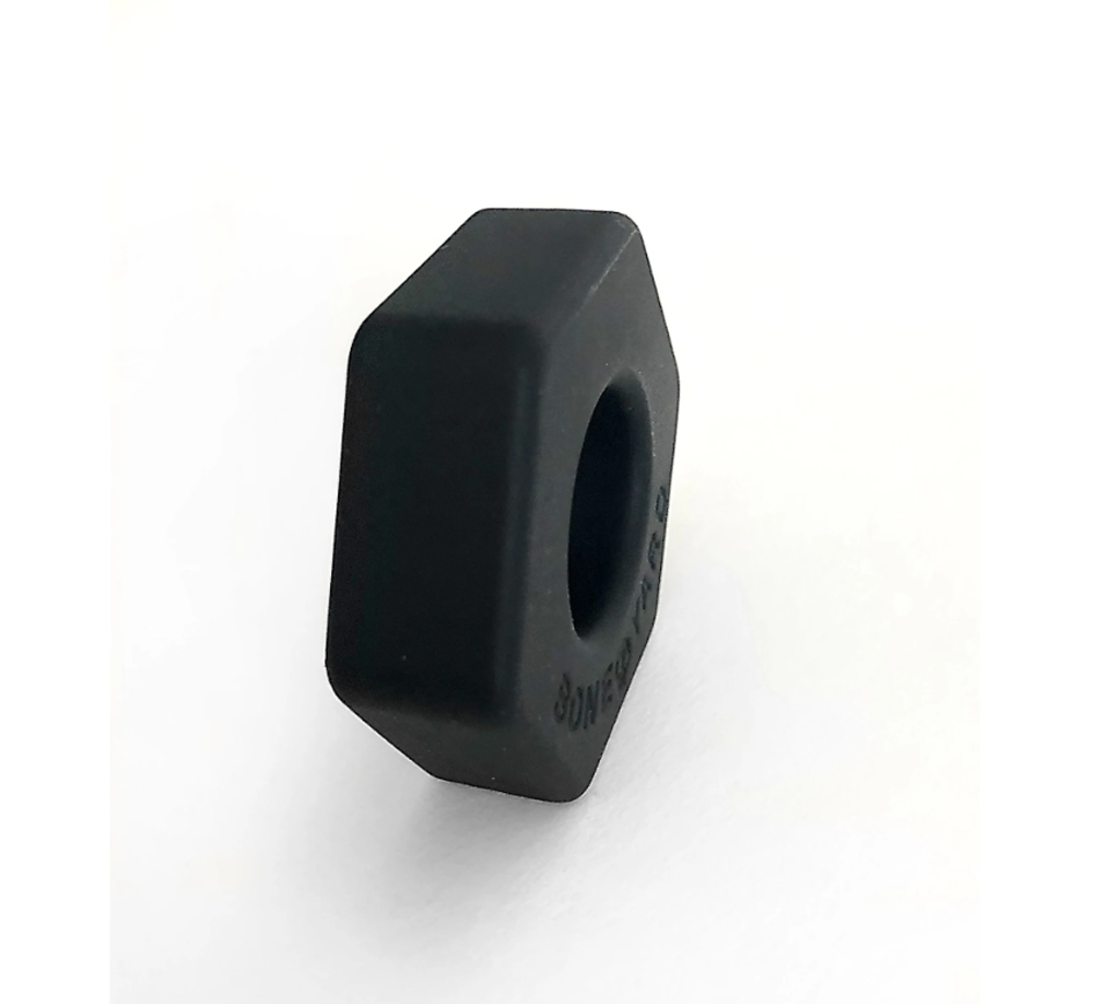 Black silicone cock ring and ball stretcher with Boneyard branding.