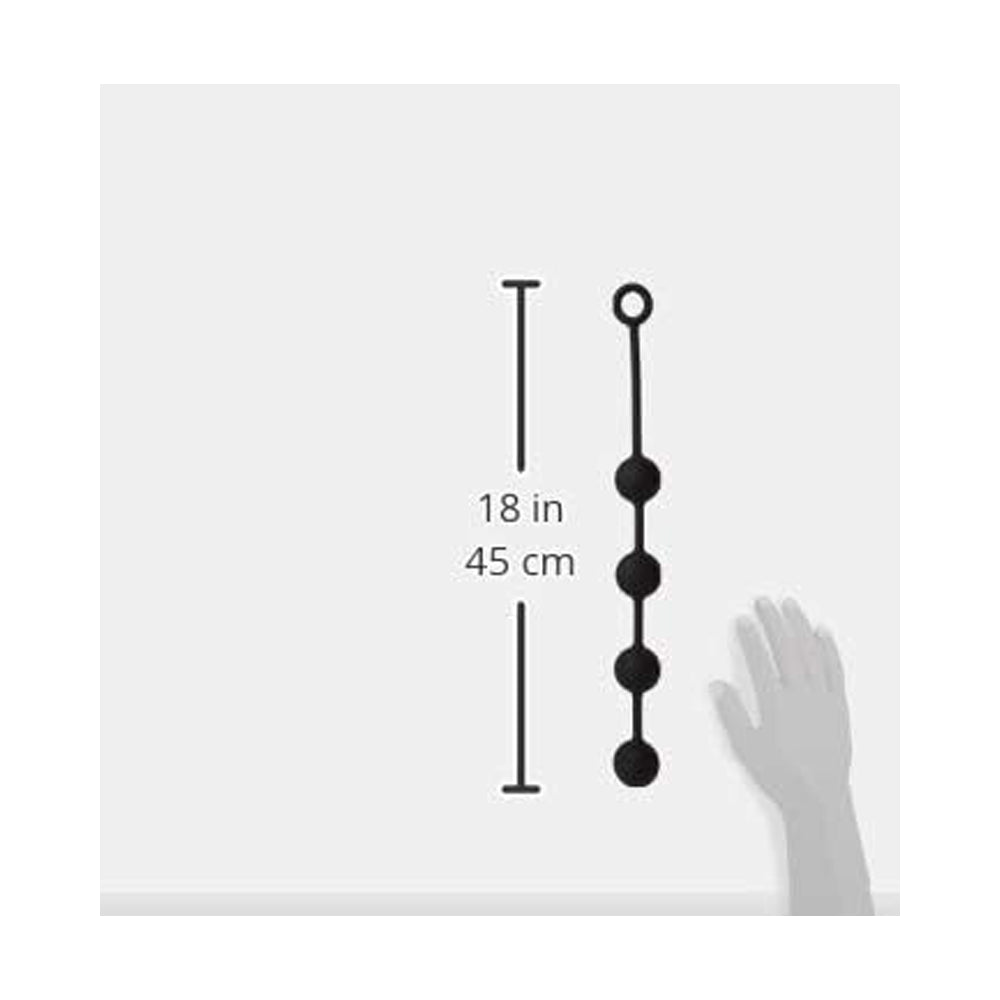 Silicone anal bead chain with a ringed handle, measuring 18 inches.