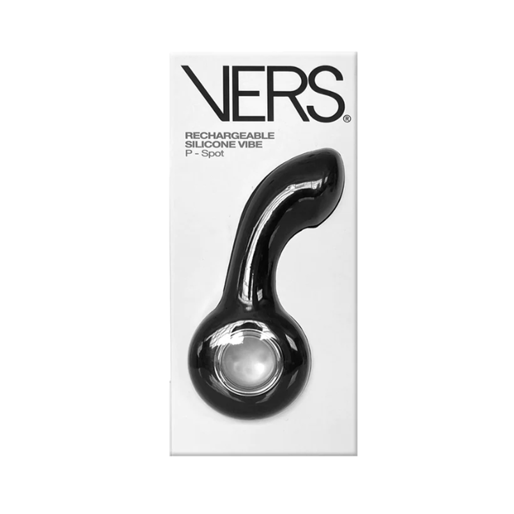 Black rechargeable silicone P-spot vibrator by VERS.