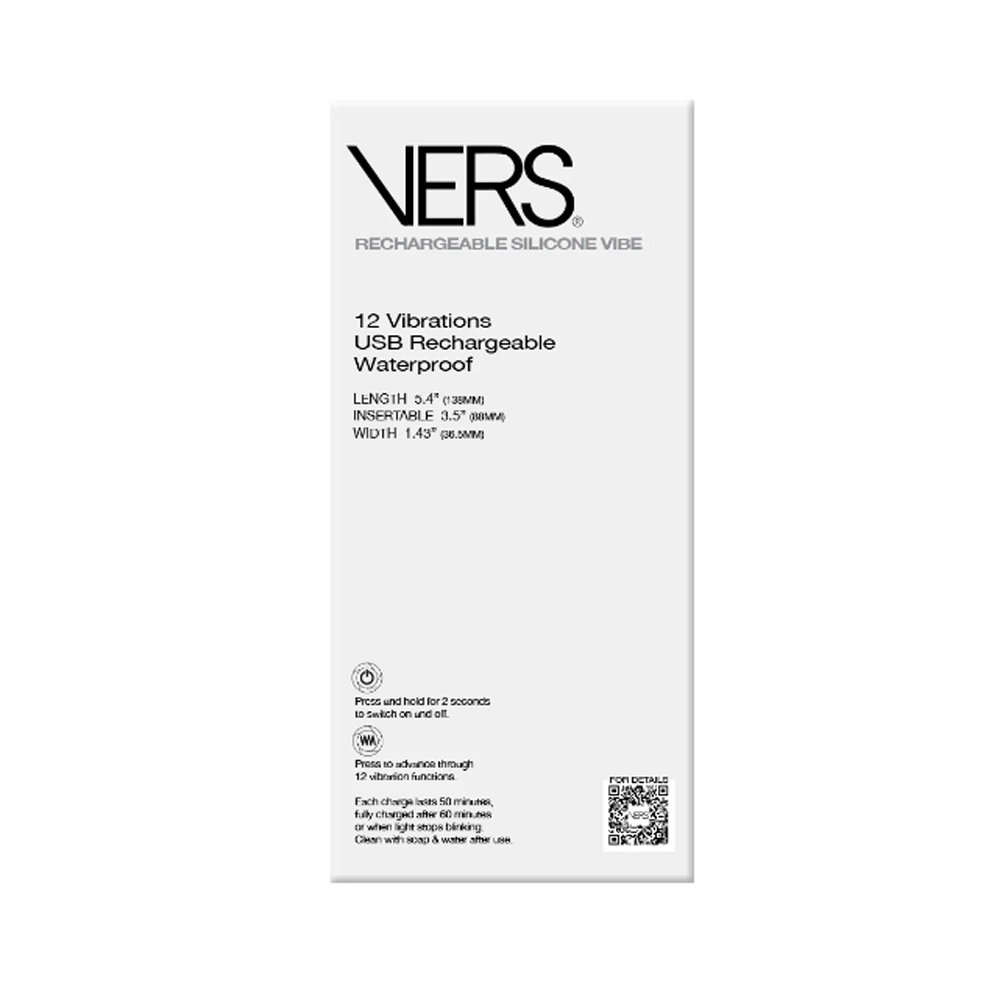 VERS G-Spot Rechargeable Silicone Vibrator with 12 vibration functions.