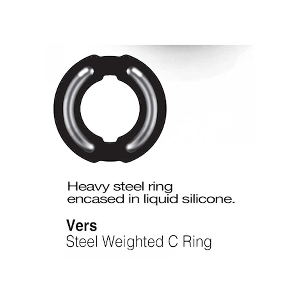 Steel weighted C ring encased in liquid silicone.
