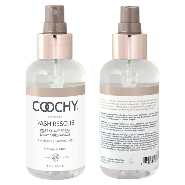 Two bottles of Coochy Botanical Blast post-shave spray.