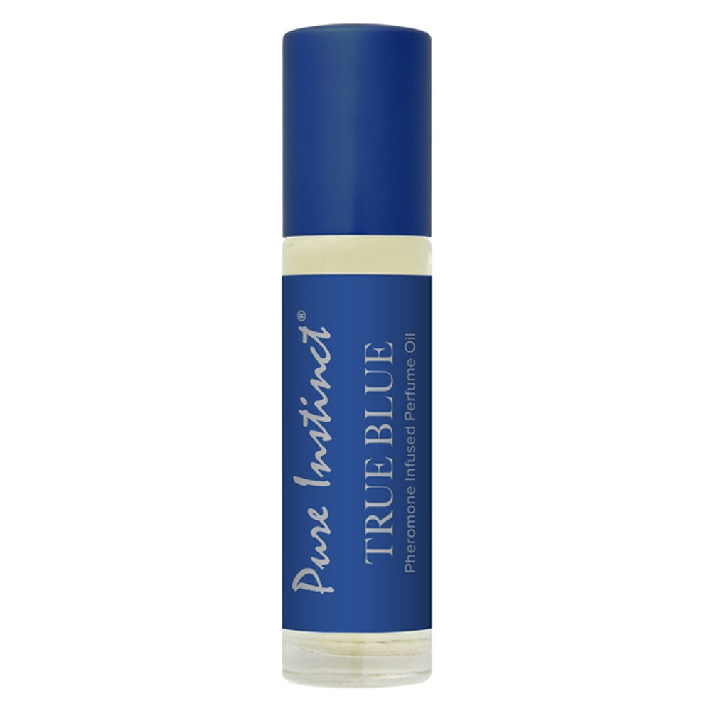 Pure Instinct True Blue Pheromone Infused Perfume Oil roll-on.