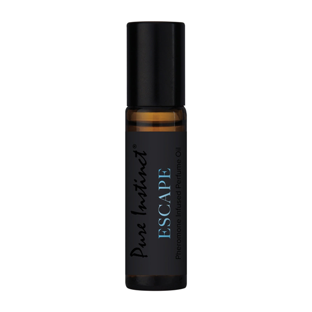 Pure Instinct Escape Pheromone Infused Perfume Oil roll-on bottle.
