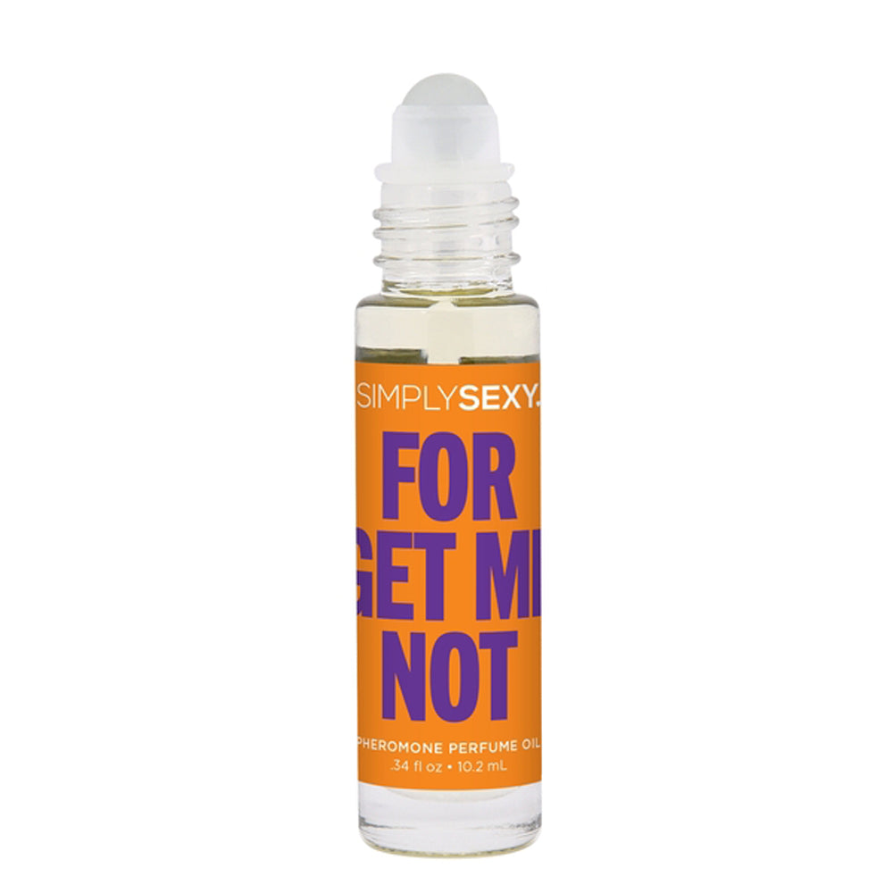 Simply Sexy "Forget Me Not" pheromone perfume oil roll-on bottle.