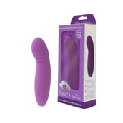 Purple G-spot vibrator made of waterproof silicone with a soft feel.