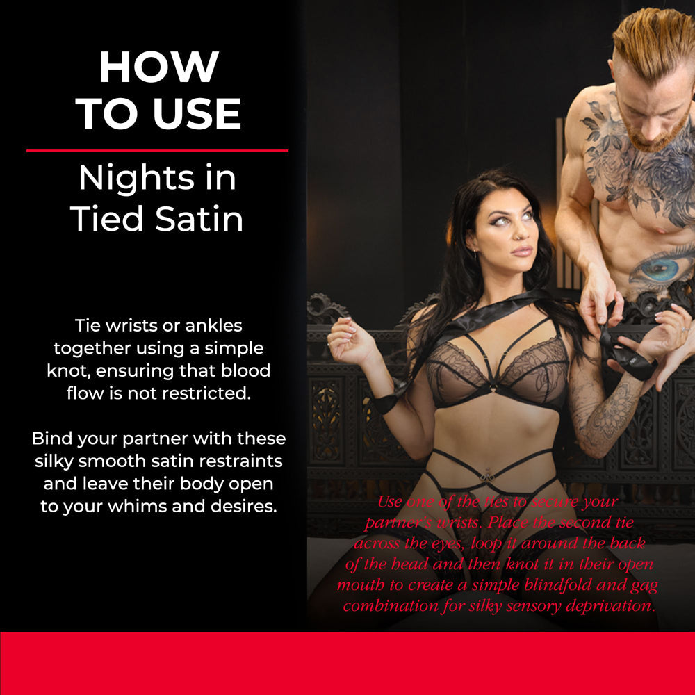 Satin silk sash restraints for sensual tie-and-tease experiences.