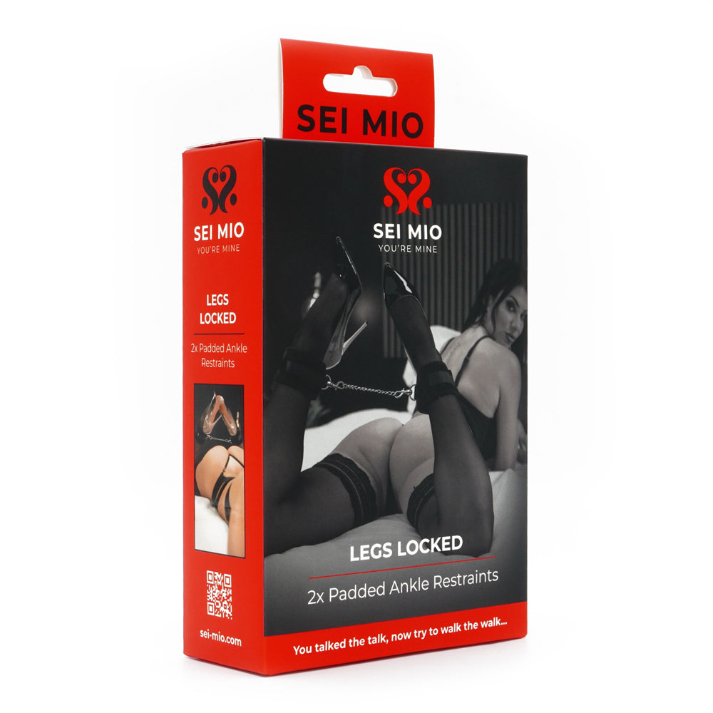 Sei Mio Legs Locked padded ankle restraints with adjustable velcro.