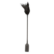 Black feather tickler on one end and a faux leather riding crop on the other.