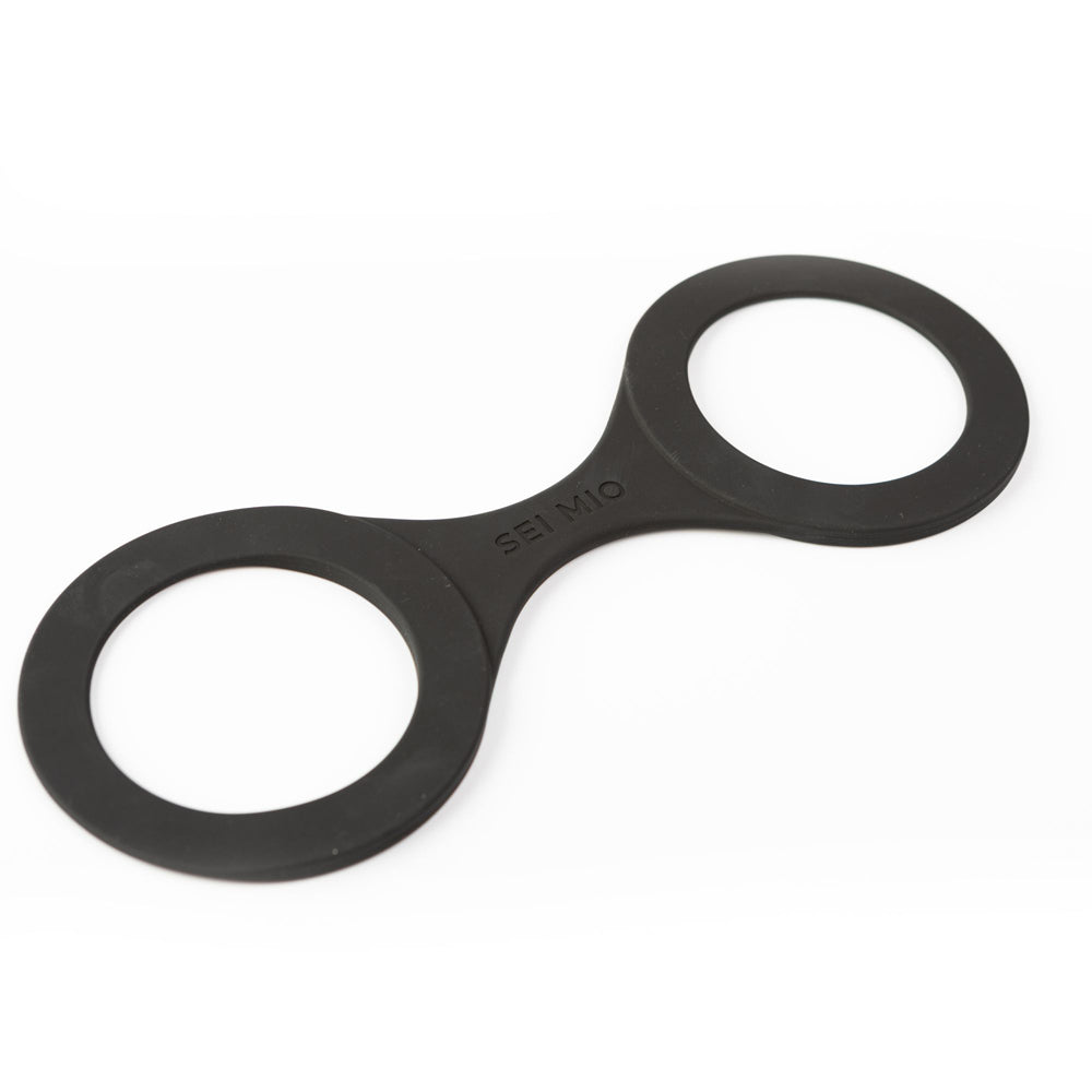 Black silicone Handi-Cuffs with "SEI MIO" embossed in the center.
