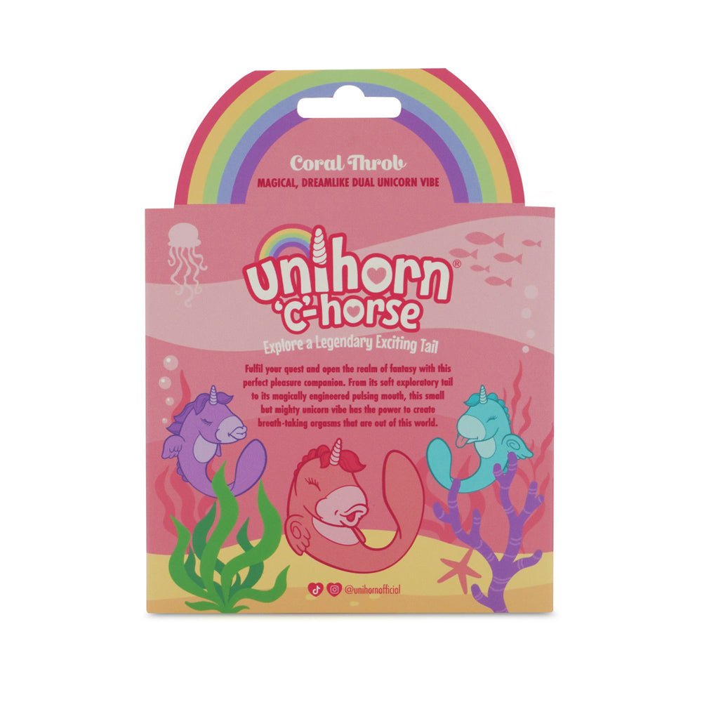 Coral Unihorn C-Horse dual motor silicone massager with unicorn and sea creature graphics.