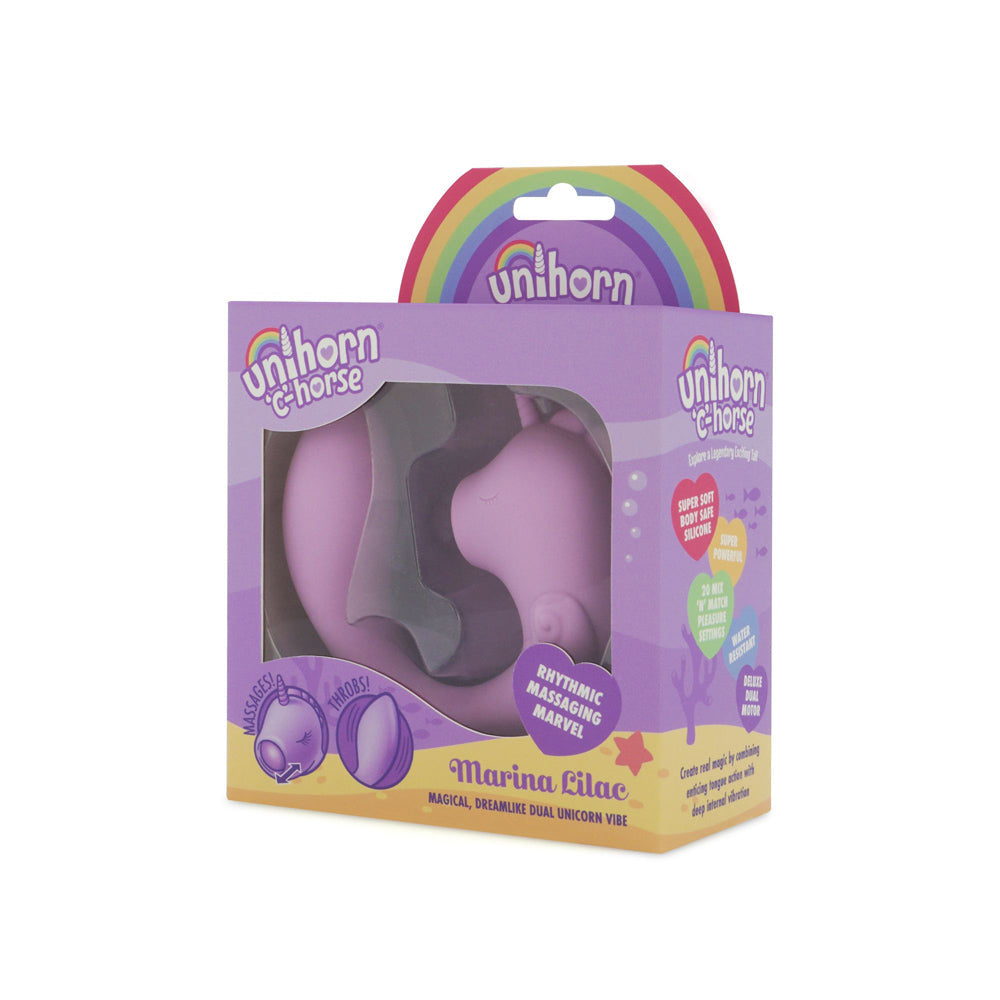 Unihorn C-Horse silicone dual motor massager in Marina Lilac.