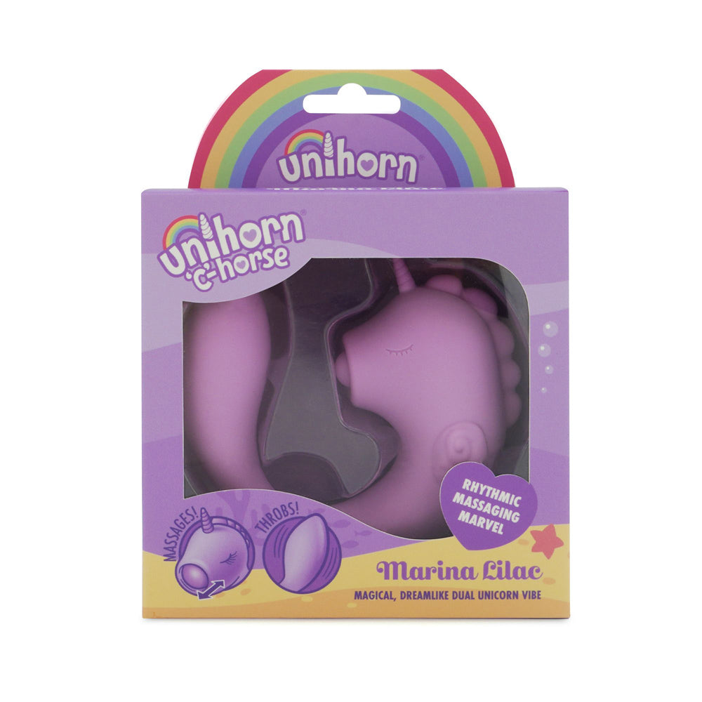 Unihorn C-Horse silicone dual motor massager in Marina Lilac.