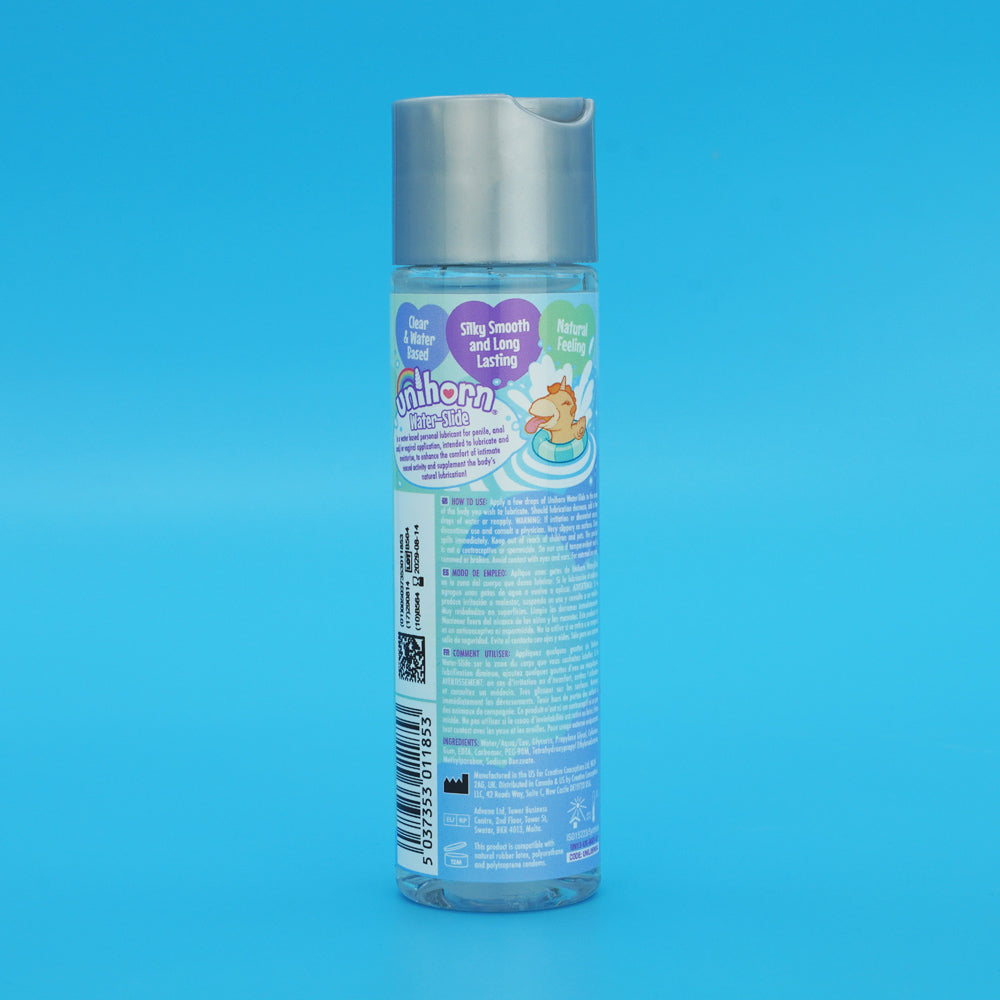 Unihorn Water-Slide water-based personal lubricant with a silky smooth feel.
