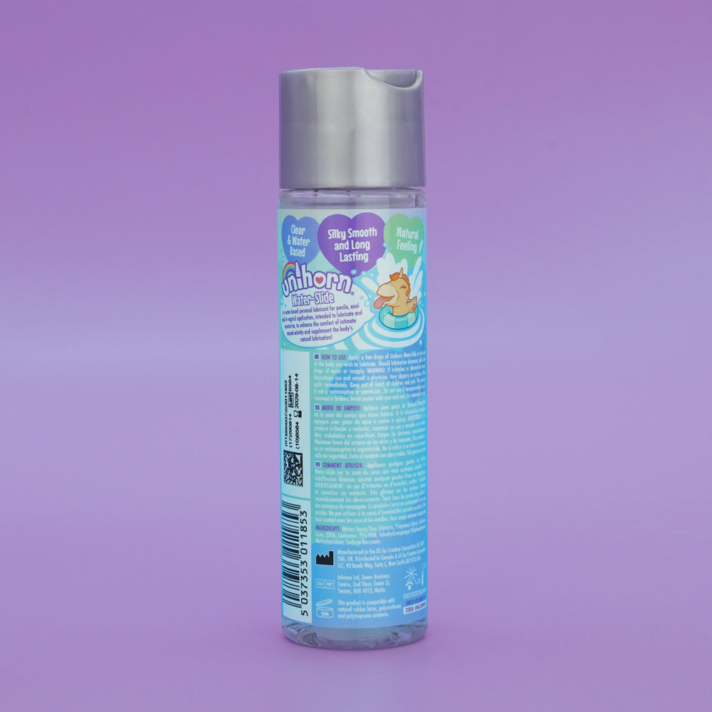 Unihorn water-based personal lubricant with a silky smooth and long-lasting feel.