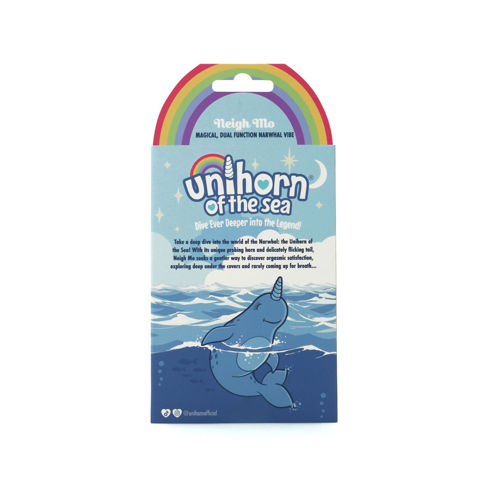 Neigh Mo Narwhal Dual Motor Silicone Vibrator with rainbow packaging.