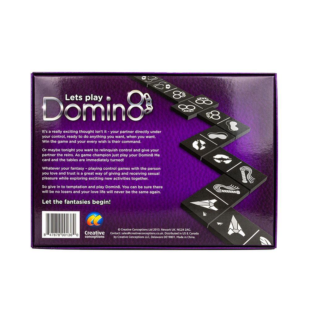 Domin8 adult roleplay card game for couples with domino-style cards.
