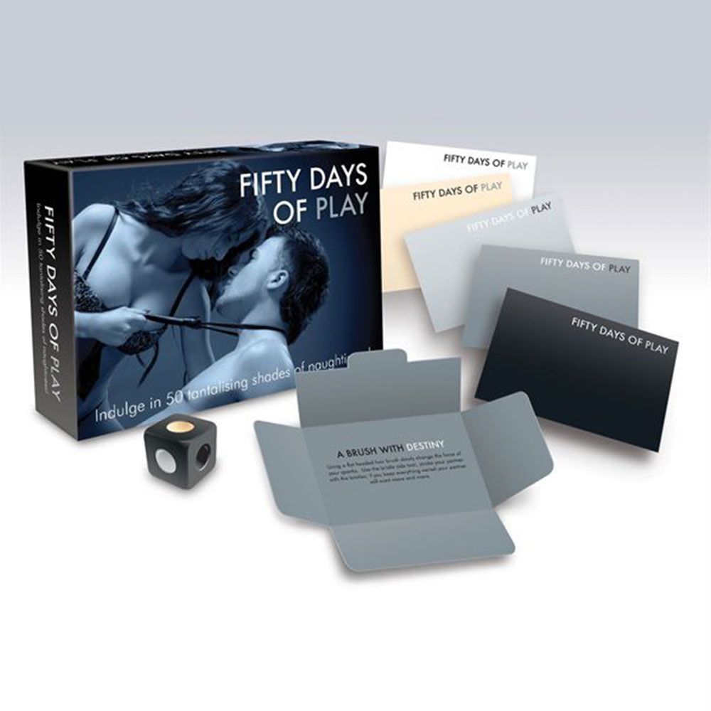 Fifty Days of Play adult couples game with 50 envelopes and a dice.