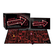 Path to Pleasure board game with game board, dice, and playing pieces.