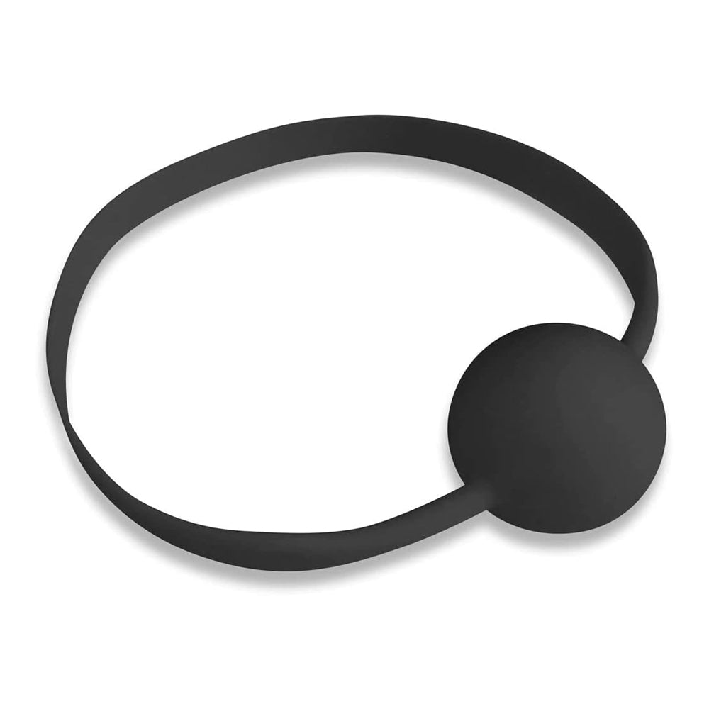 Black silicone ball gag with a stretchy strap.
