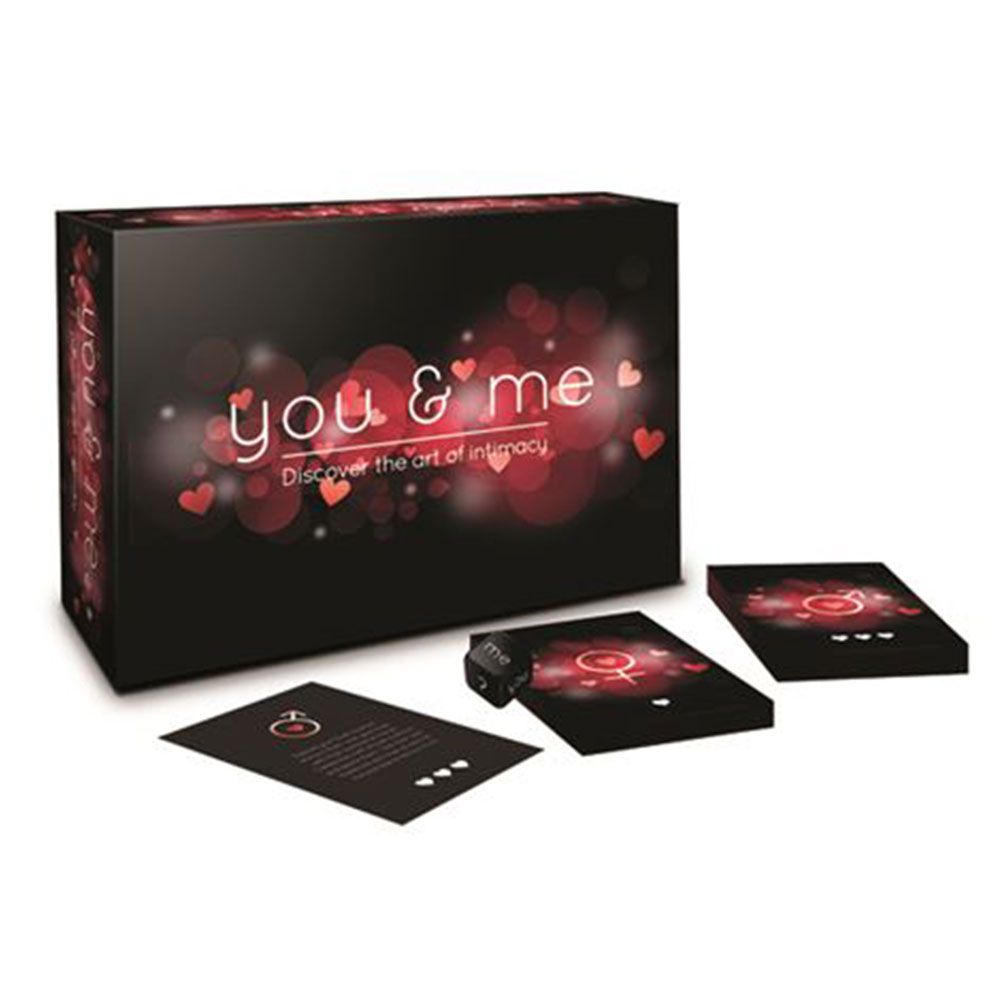 You & Me couple's card game with dice and timer.