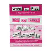 A magnetic word game for couples with love and romance themed tiles.