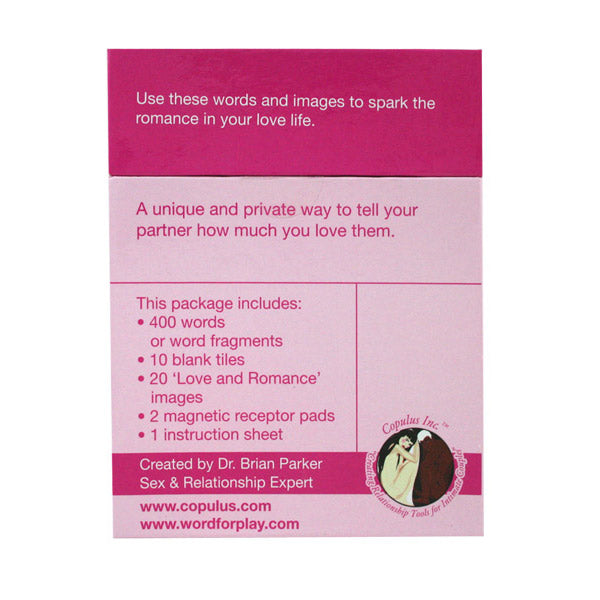 Love and Romance Magnetic Word Game for Couples with 400 words and 20 images.
