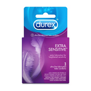 Durex Extra Sensitive thin latex condoms, 3 count.