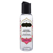 Kama Sutra Strawberry Dreams kissable passion gel in a clear bottle with a black cap.