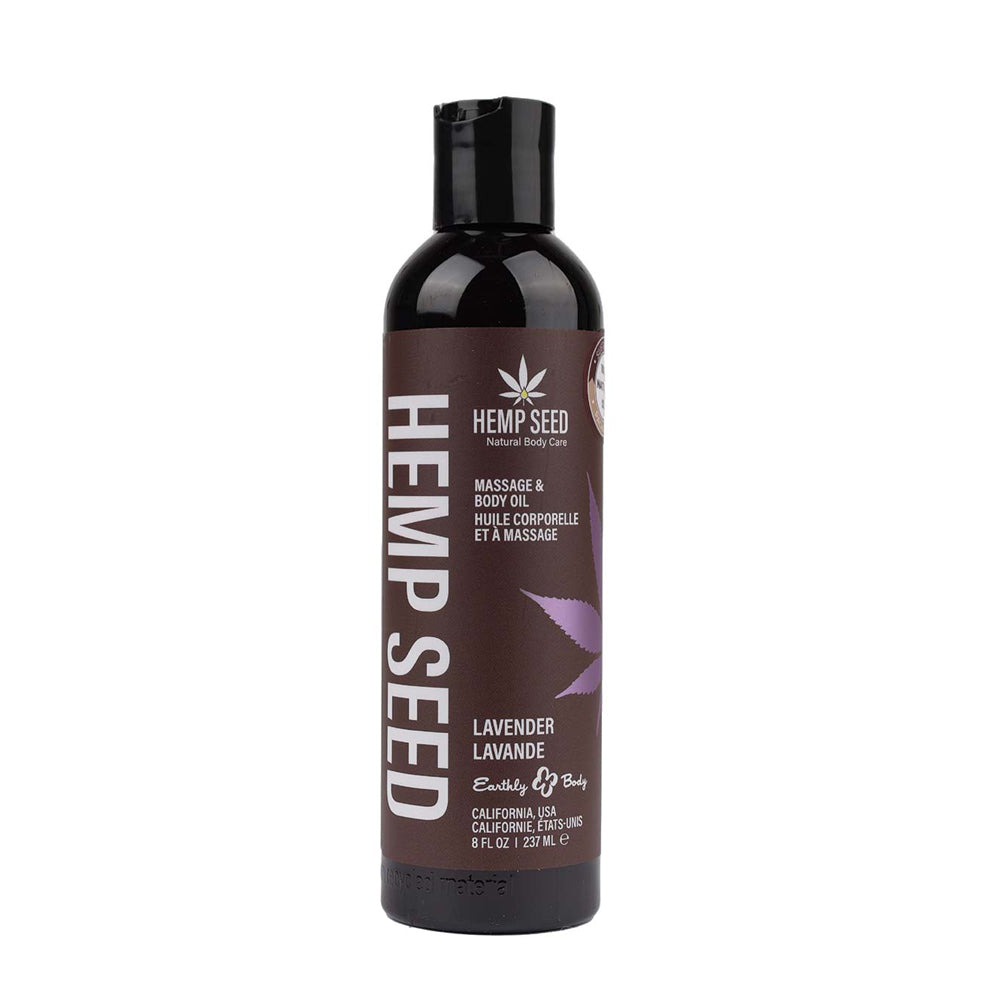 Hemp Seed Massage and Body Oil in Lavender scent.