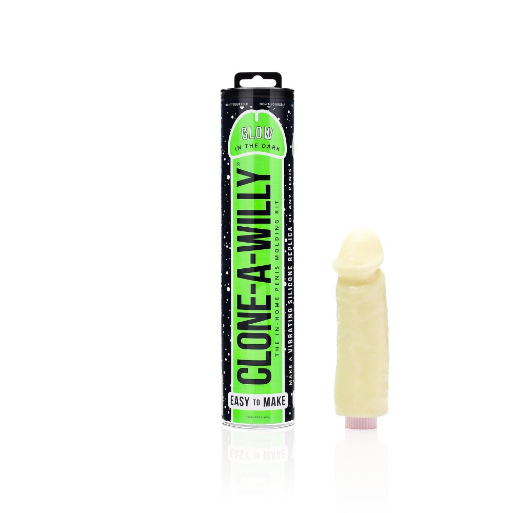 Glow in the dark silicone dildo casting kit with a replica.
