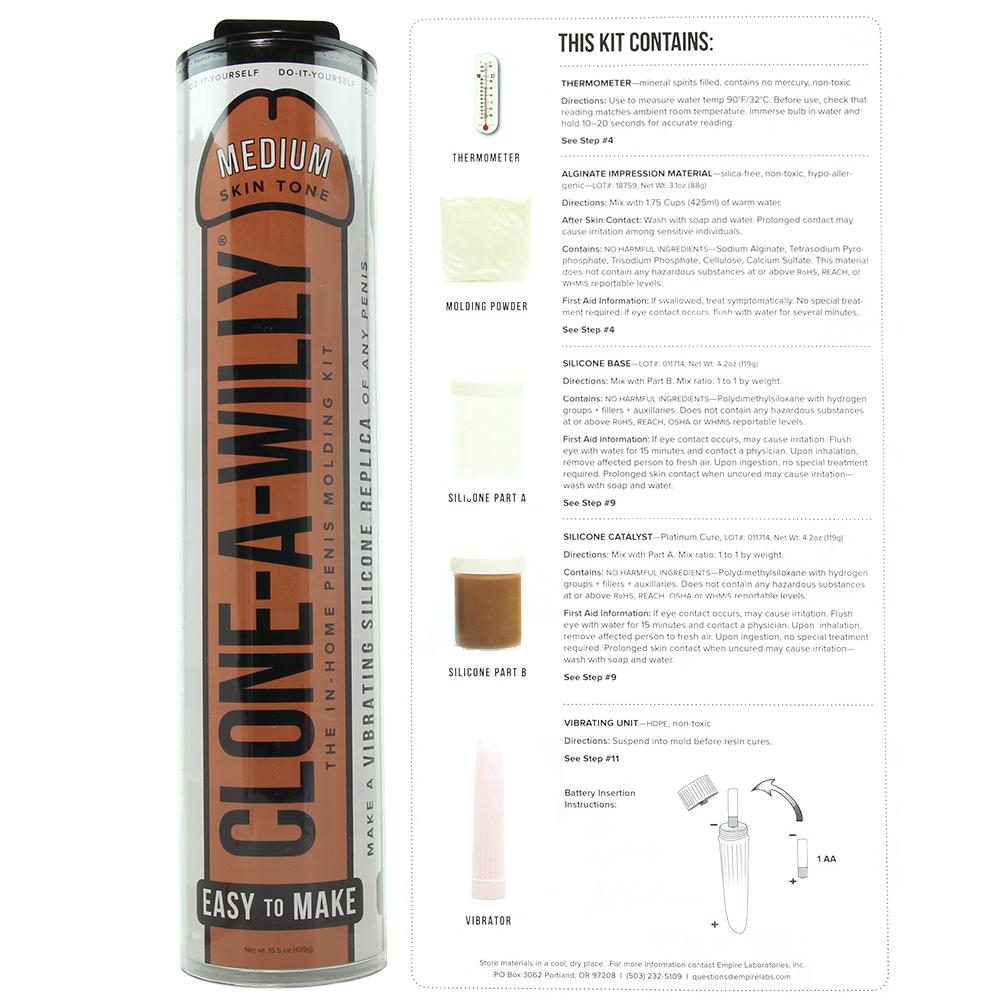 Clone-A-Willy DIY silicone penis casting kit in medium skin tone.