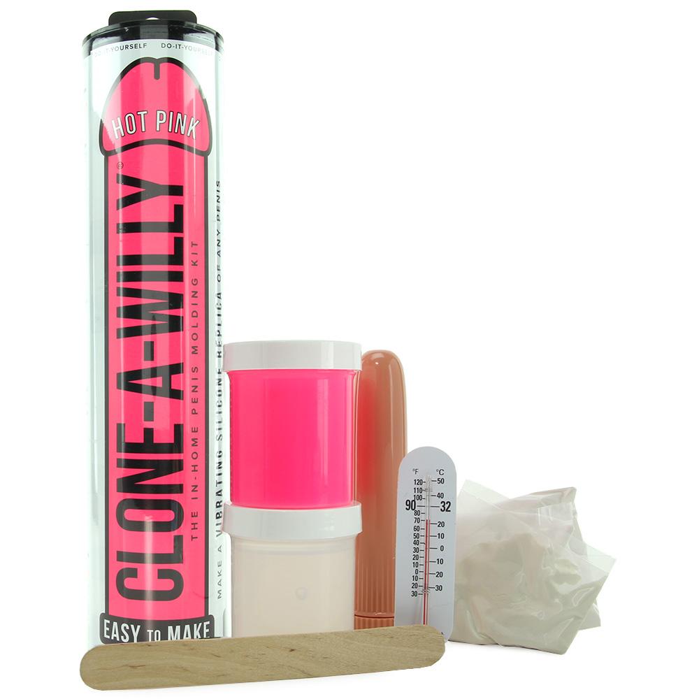 Clone A Willy kit with molding supplies, a vibrator, and a thermometer.