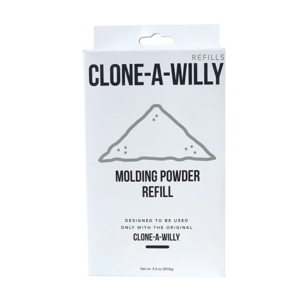 Clone-A-Willy molding powder refill package with a powder illustration.
