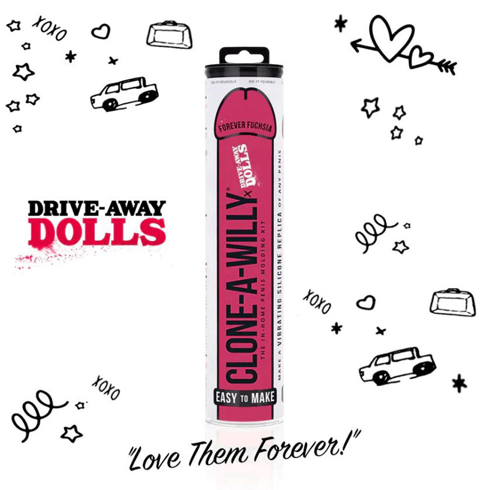 Clone-A-Willy DIY kit in Forever Fuchsia with molding tube and vibrator.