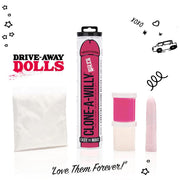 Clone-A-Willy DIY kit with Forever Fuchsia silicone, molding powder, vibrator, and instructions.