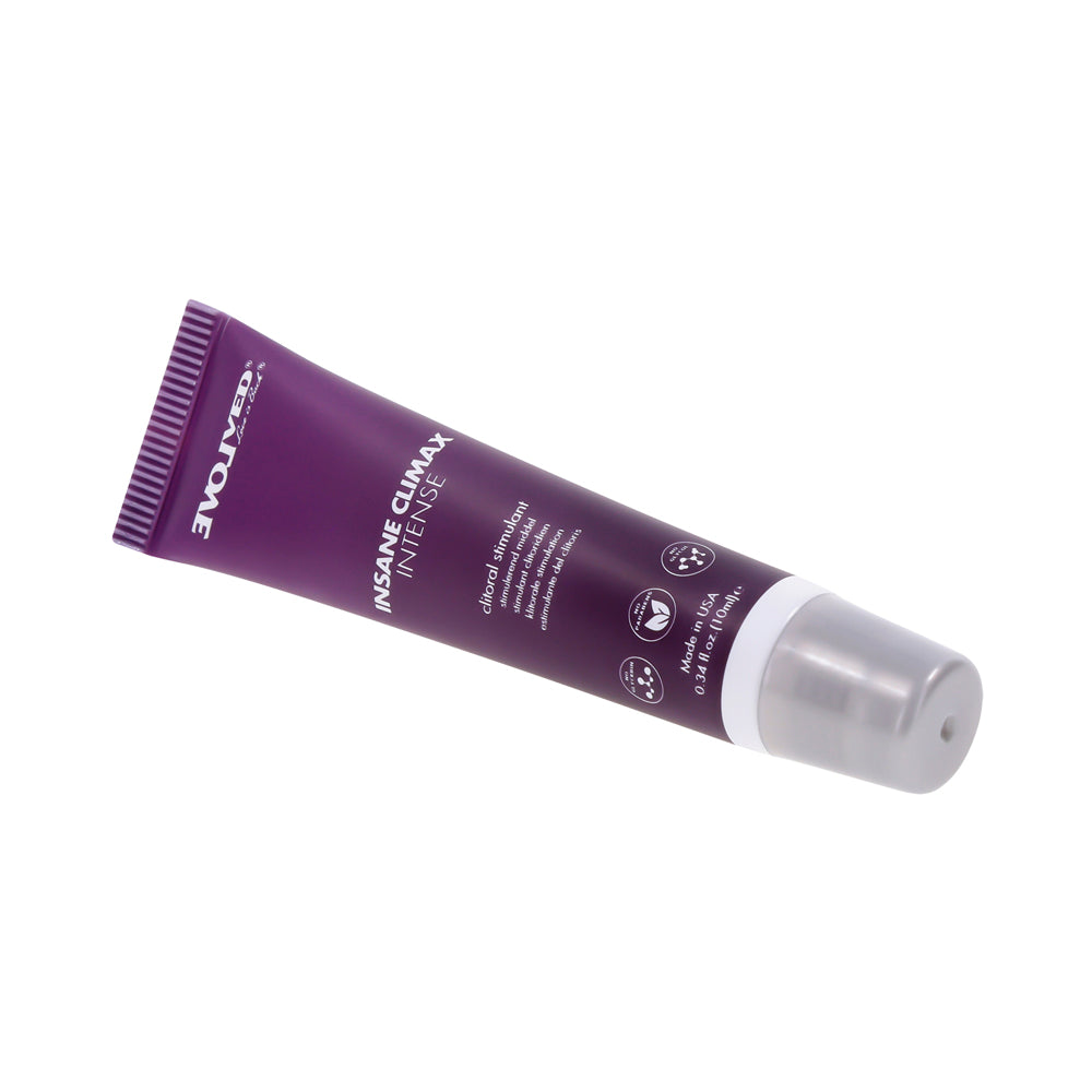 Insane Climax Intense Clitoral Stimulating Oil in a purple tube.