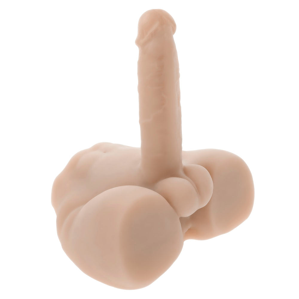 Realistic male masturbator with textured interior and anatomical details.