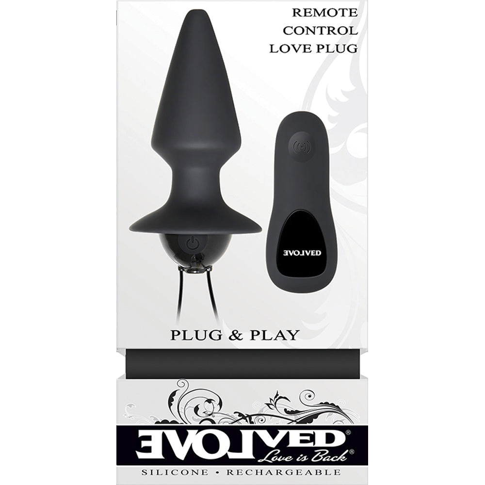 Black silicone remote-controlled vibrating butt plug with a flared base.