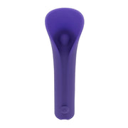 Purple silicone vibrating bullet with a power button.