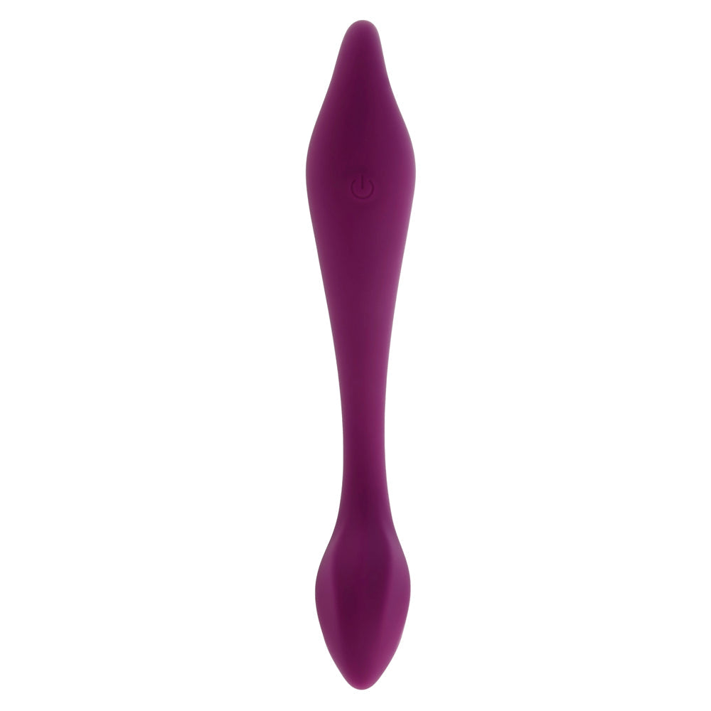 A purple G-spot vibrator with a power button symbol.