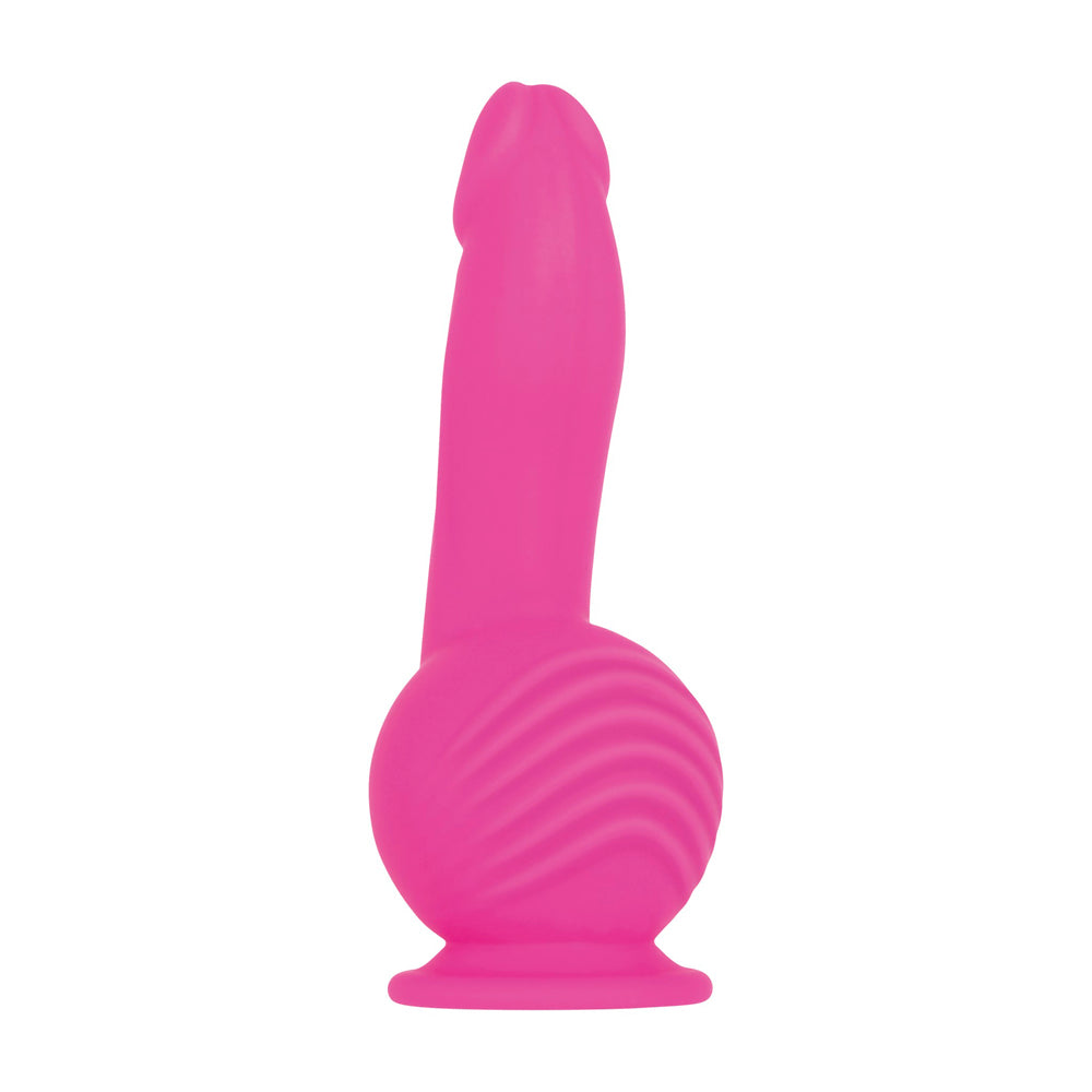 Pink silicone personal massager with a textured ball base.