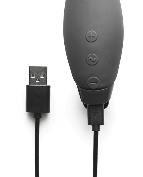 Black Hera Flex vibrator with USB charging cable.