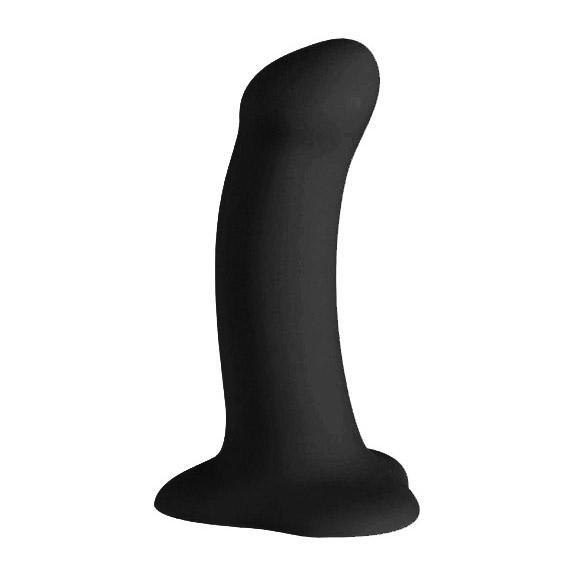 Black curved dildo with a suction base.