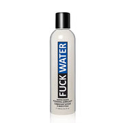 A bottle of FuckWater water-based personal lubricant with a black cap.