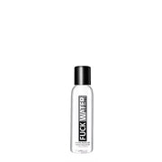 A clear bottle of FuckWater silicone lubricant with a black cap.